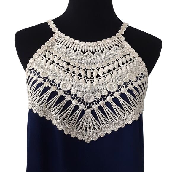 Lilly Pulitzer Pearl Soft Shift Dress Navy Blue Solid Womens 8 Sleeveless Resort - Picture 3 of 13